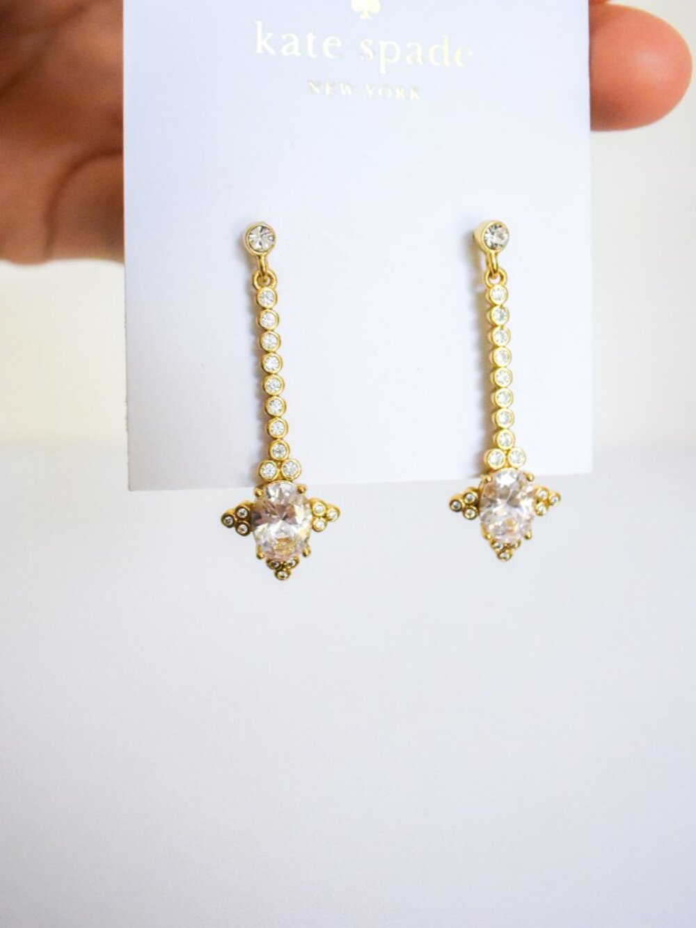 *Kate Spade* New York Gold-Tone Crystal Long Drop Earrings - NEW! - Picture 2 of 4
